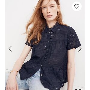 Madewell Eyelet Seamed Button Down Shirt